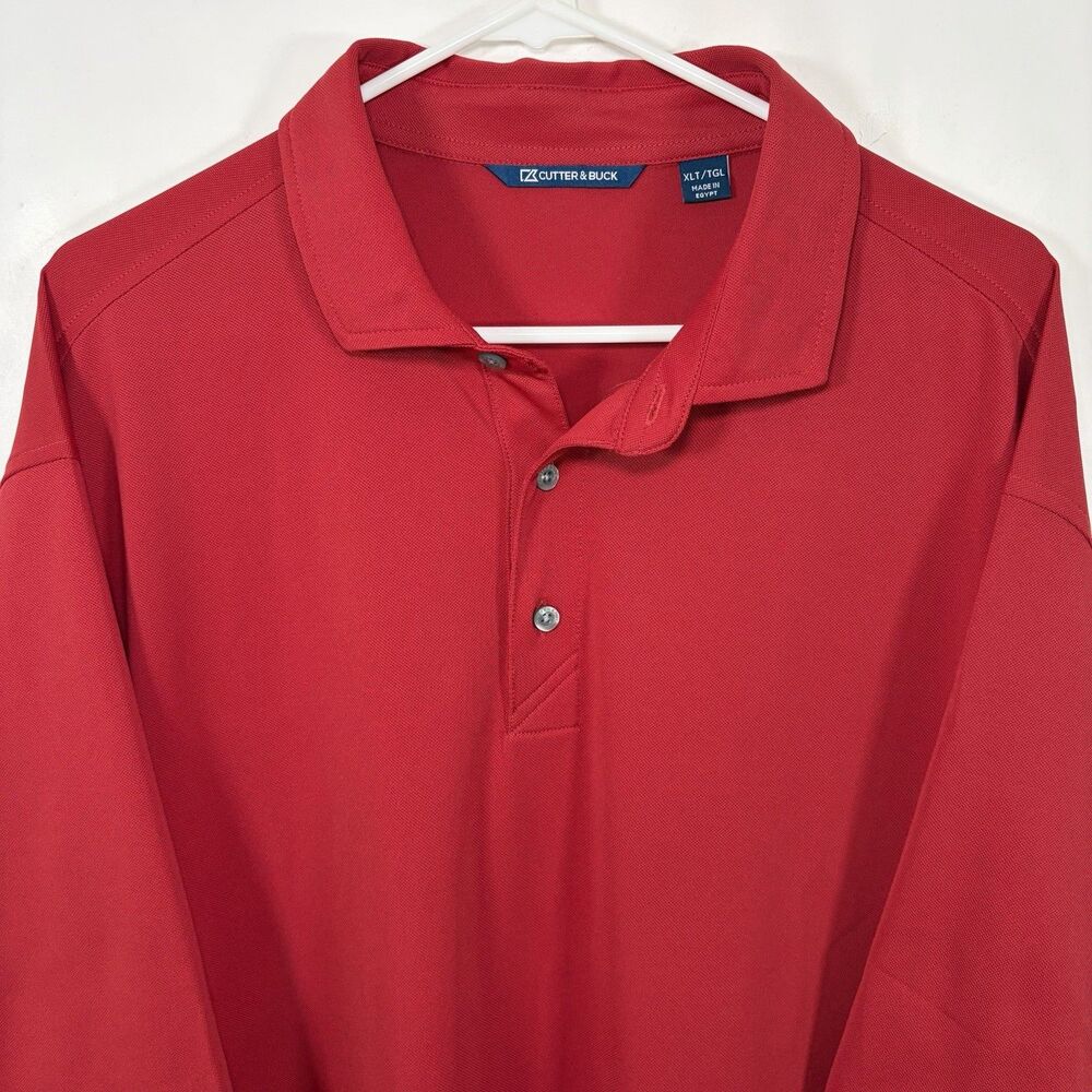 Cutter & Buck Golf Polo Shirt Men Size XLT XL Tall Red Performance Short Sleeve